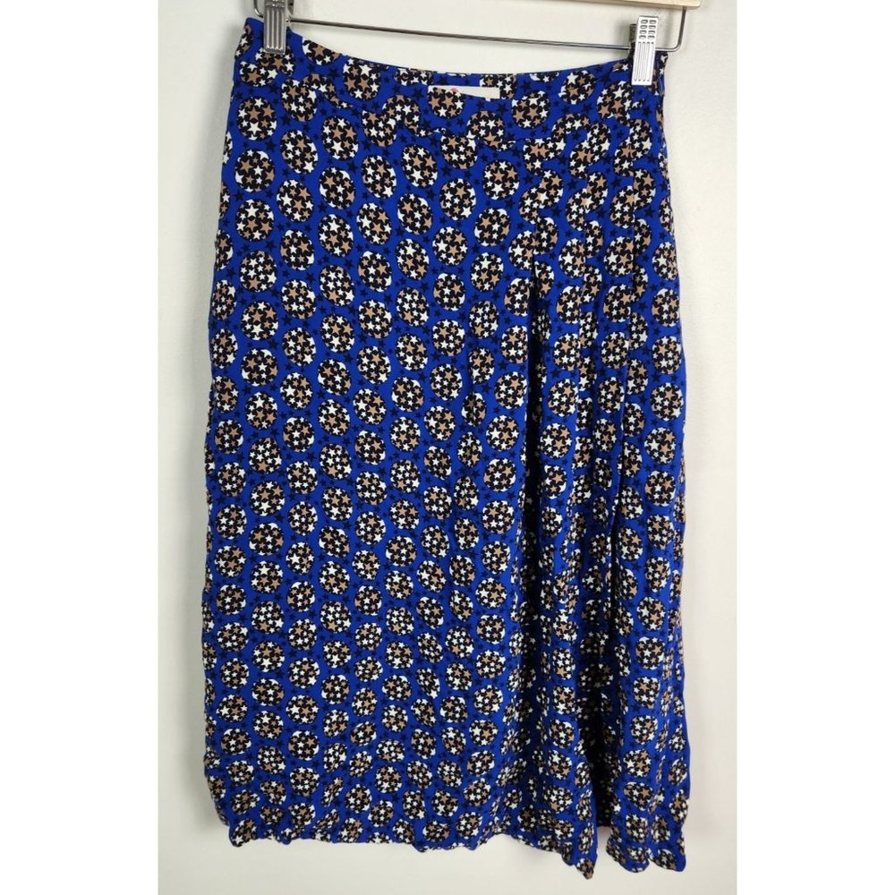 Boden Women's Sz. 2 Saskia Midi Skirt Starry Sky Blue White Tan